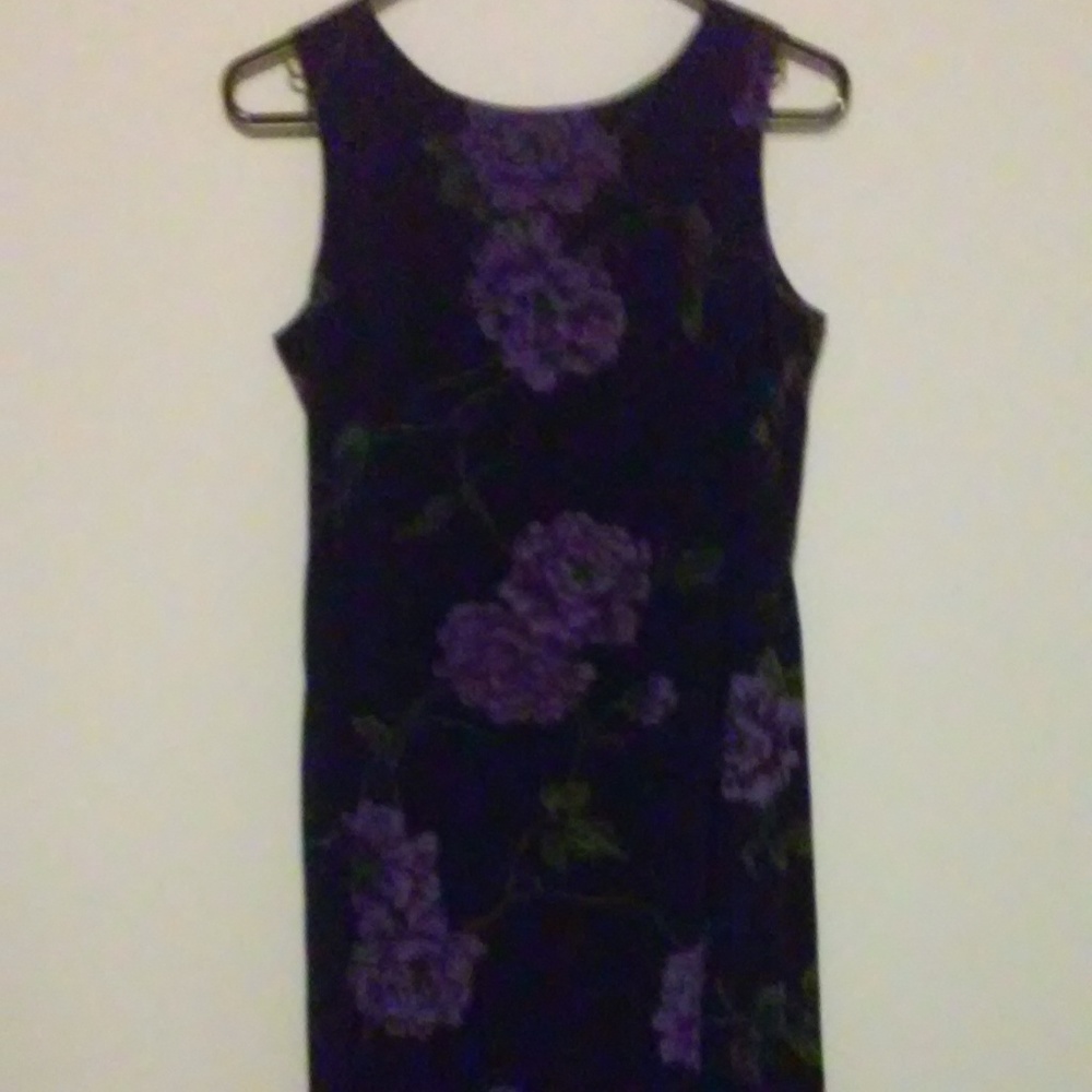 Black Floral Dress Purple S Casual Wear 100 Poly